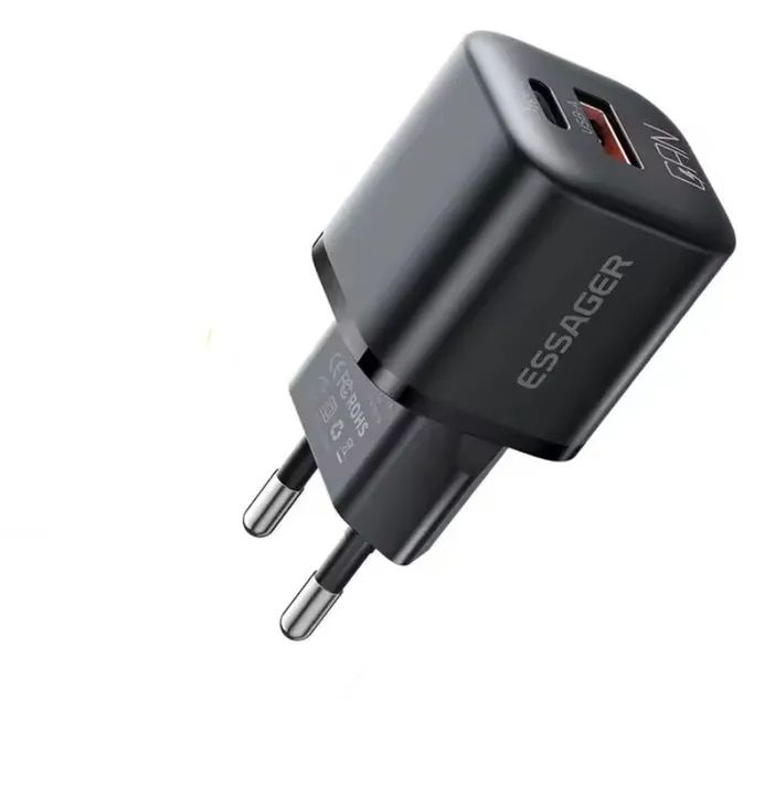 1 Carregador Rápido Duplo, Essager ES-CD31, 20W PD GaN QC (Novo) - Foto 2