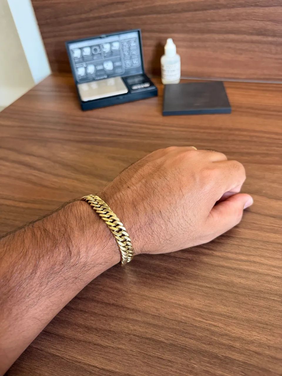 Bracelete ouro groumet dupla 10mm comprimento 19,5cm - Foto 3