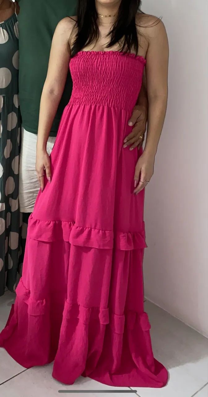 Vestido longo rosa
