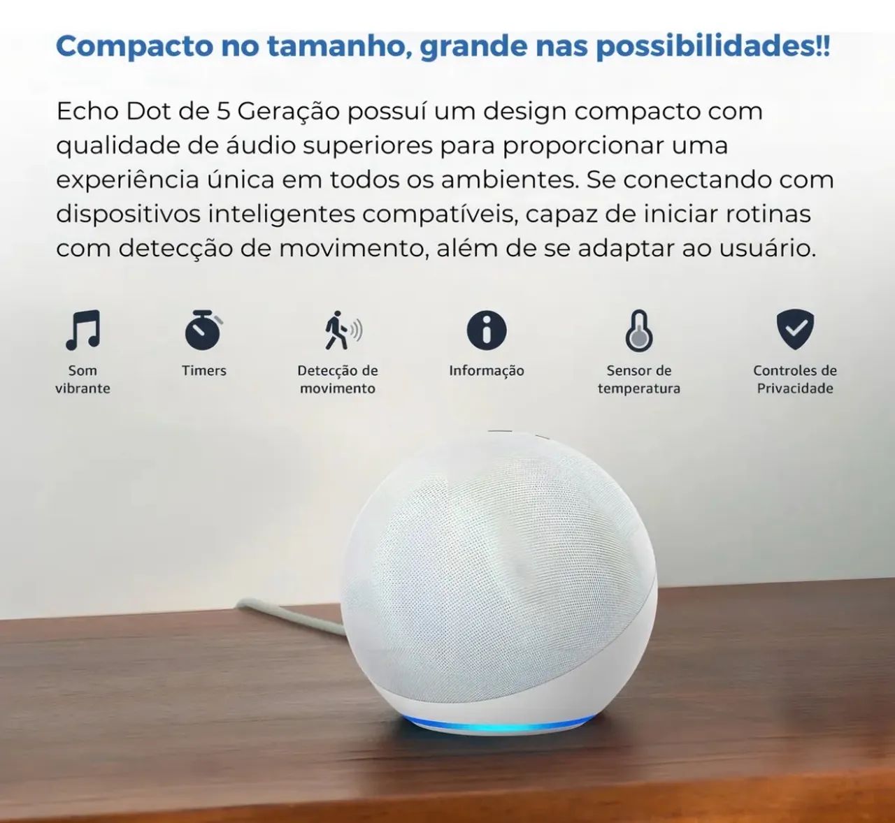 Alexa Echo Dot 5ª Geração Branco Amazon - Foto 2