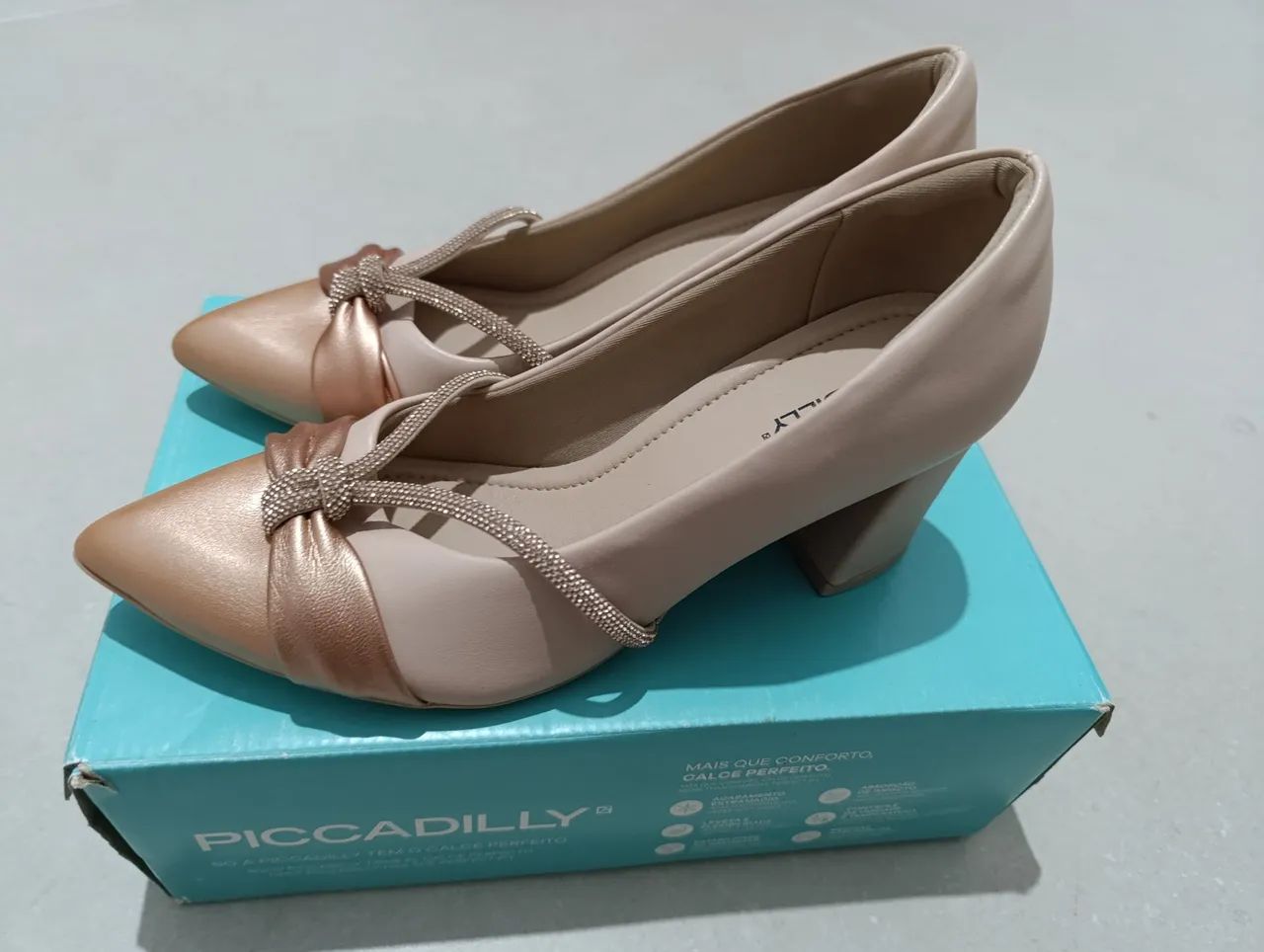 Sapato Salto Bloco Piccadilly Rose - Foto 4