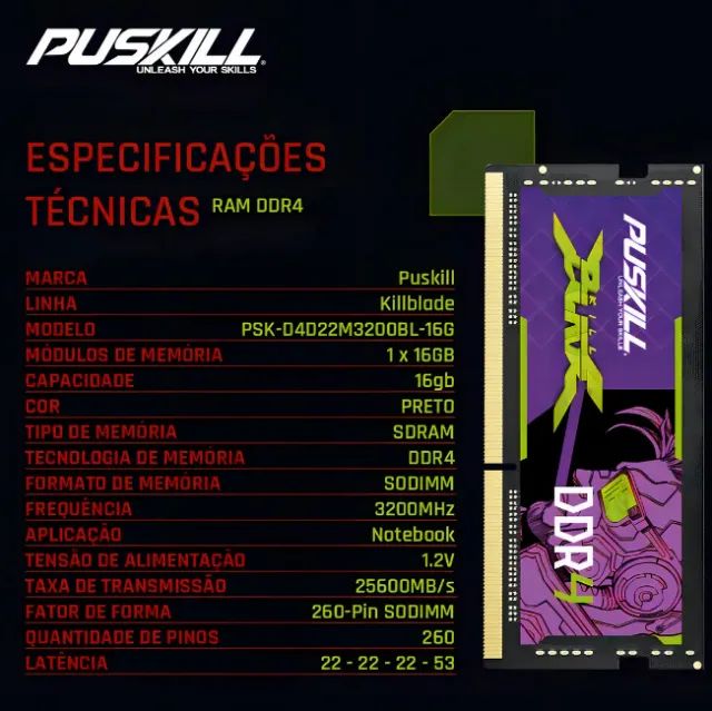 Memória puskill ddr4 16gb 3200mhz notebook - Foto 2
