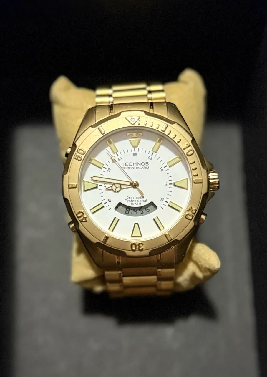 Relógio skydiver 30 anos dourado 48 mm