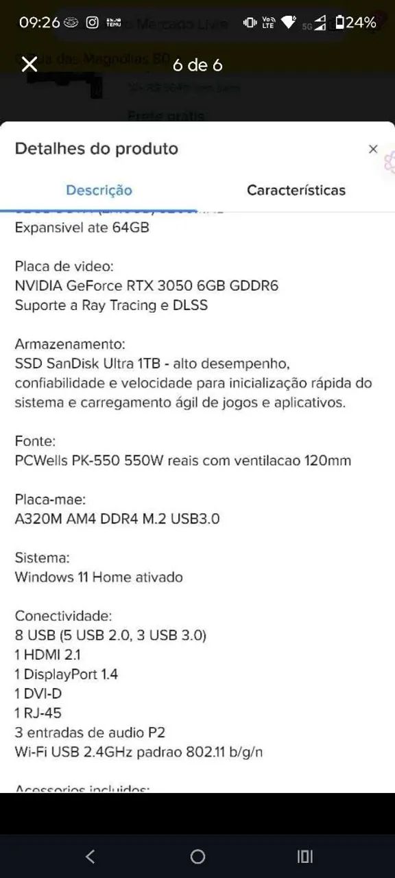 PC gamer ryzer 7 placa rtx 3050 - Foto 5