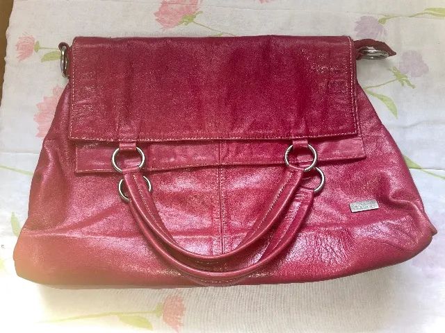 Bolsa de couro vermelha Amarelle - Foto 3