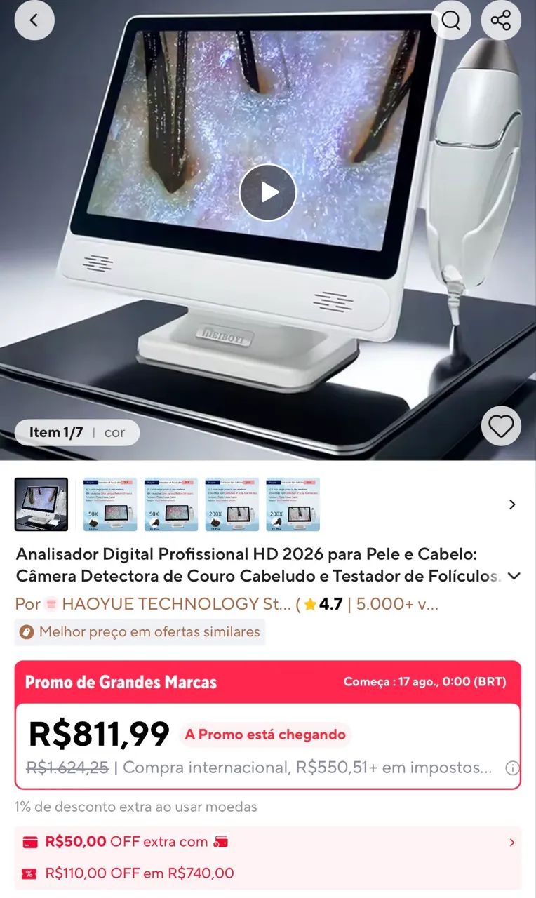 Analisador profissional de cabelo e pele  - Foto 3