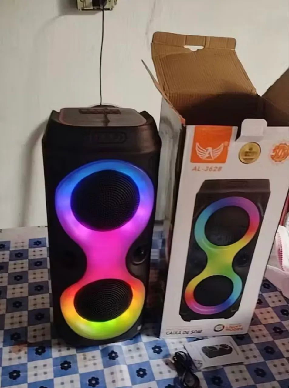 Caixa de som Bluetooth Com Led RGB Portátil USB FM TWS - Foto 2