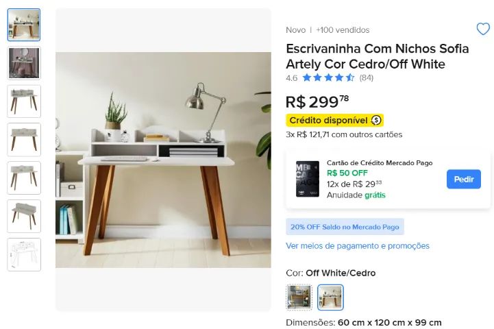 Escrivaninha / Mesa de trabalho e estudo - Foto 2