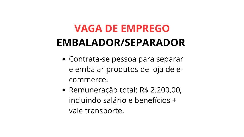 VAGA DE EMPREGO PARA E-COMMERCE ($2.200) - ITAQUERA