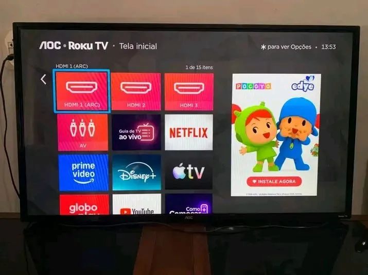TV AOC ROKU 43 POLEGADAS FUNCIONANDO TUDO  SEM OS PÉS 