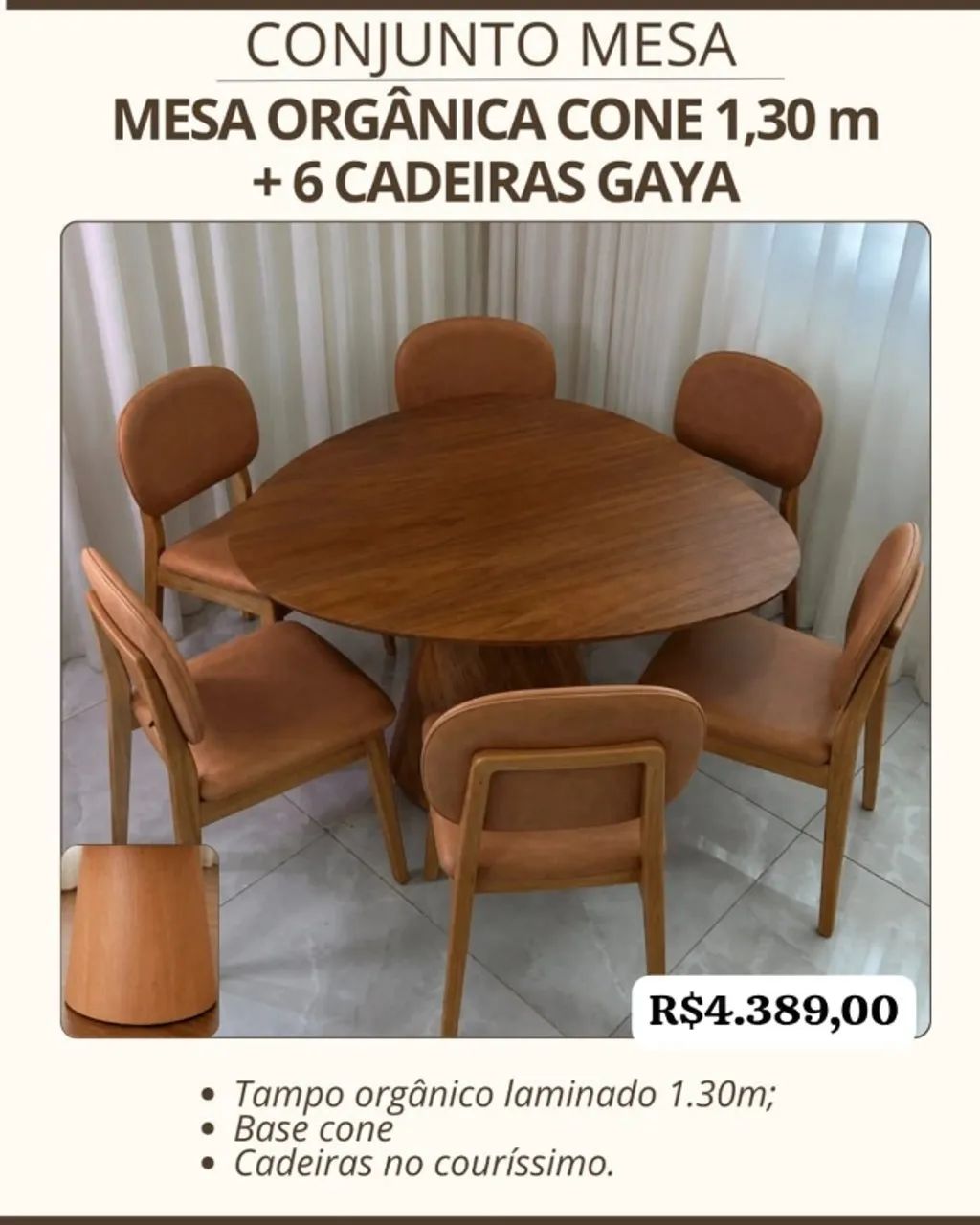 Mesa Orgânica Cone + cadeira Gaya