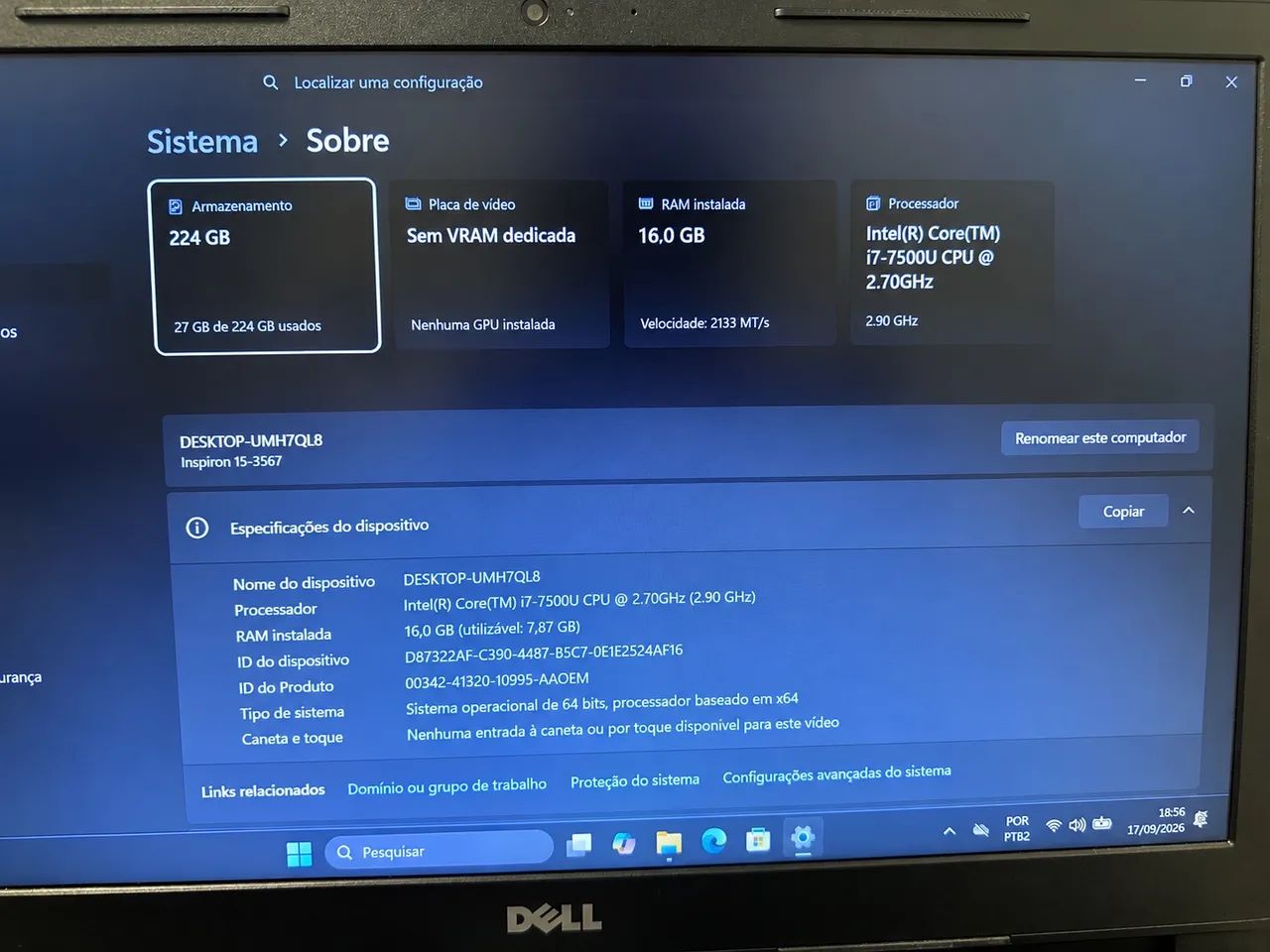 Notebook Dell i7 - 16GB + acessórios BARATOO - Foto 2