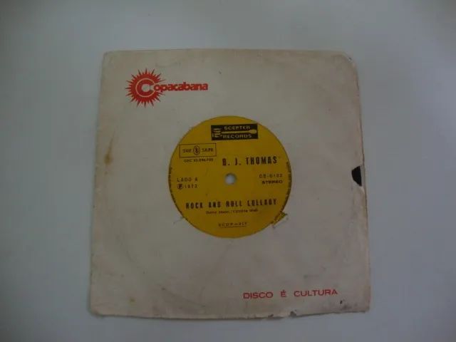 Compacto Vinil B. J. Thomas - Records Scepter 1972.