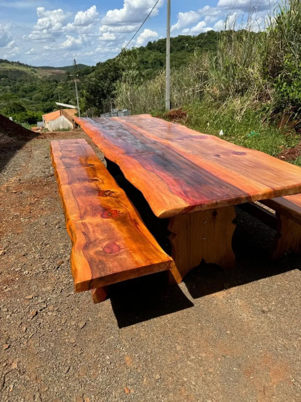 Mesa Rústica com Bancos - Araucária Maciça (Nova) - Foto 4