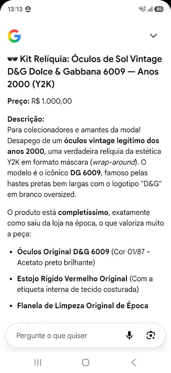 RELÍQUIA ÓCULOS DE SOL DOLCE CABBANA ANOS 2000  - Foto 5