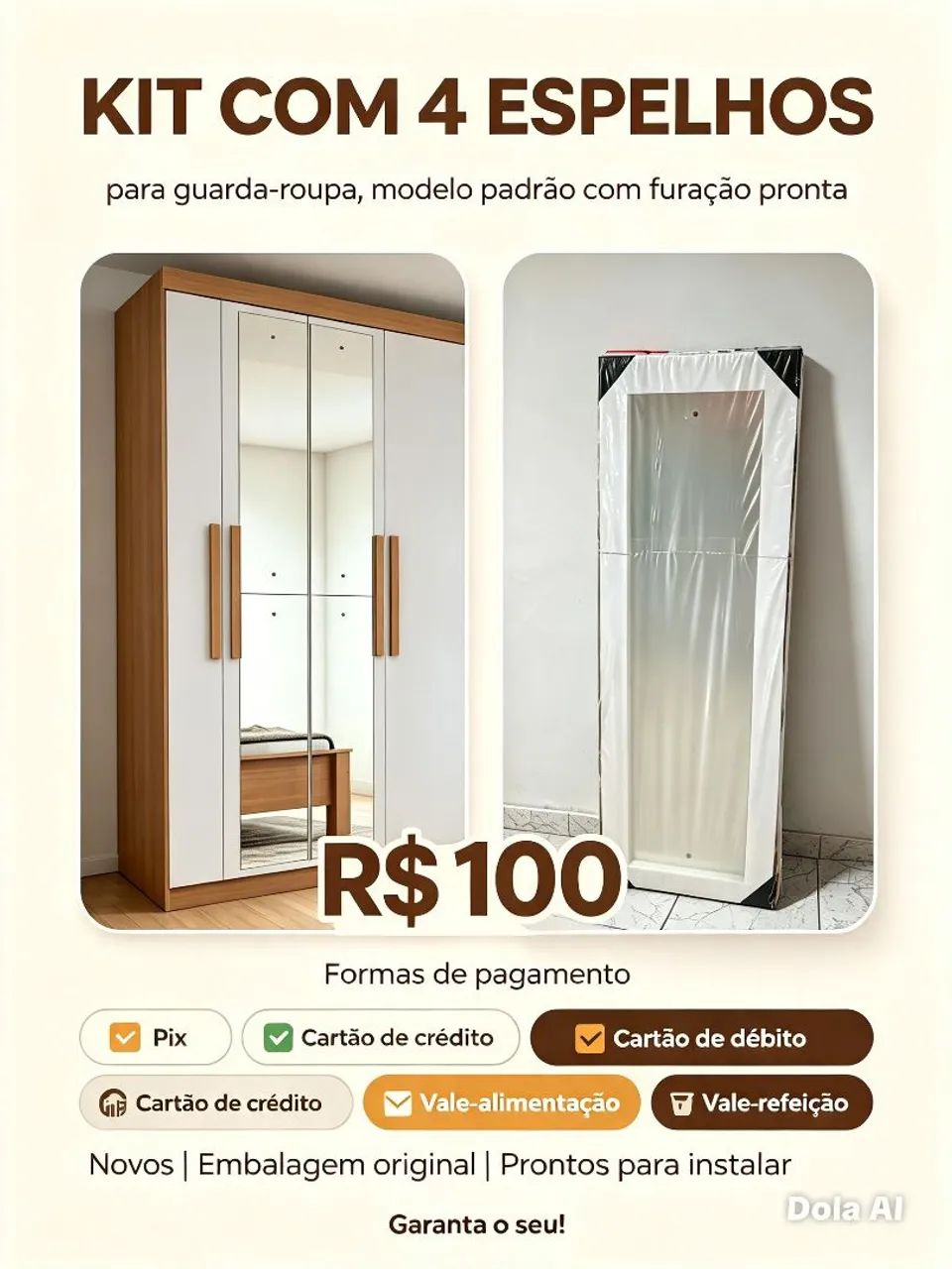 Kit 4 espelhos 