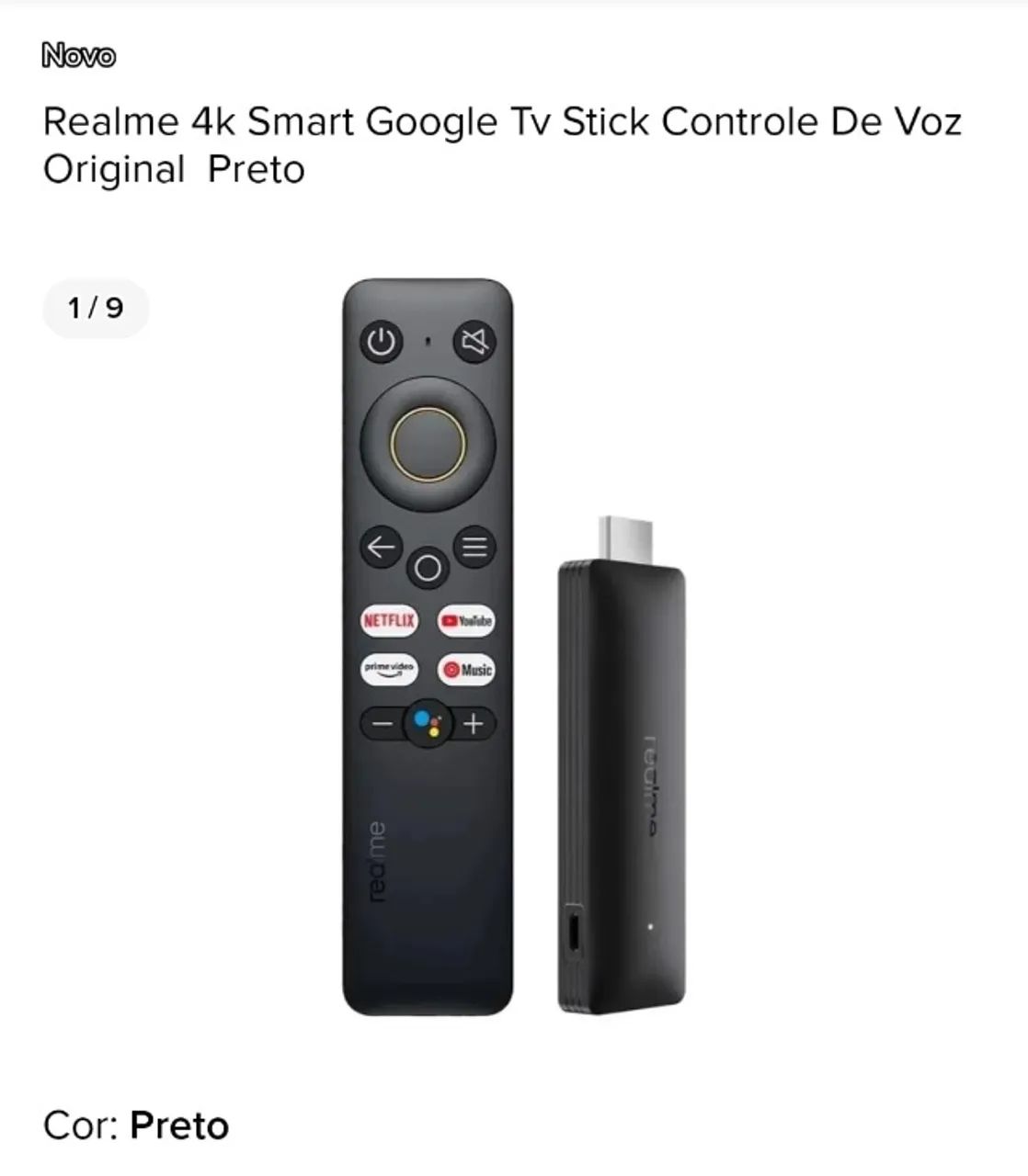 Realme 4k Smart Google Tv Stick Controle De Voz Original - Foto 2