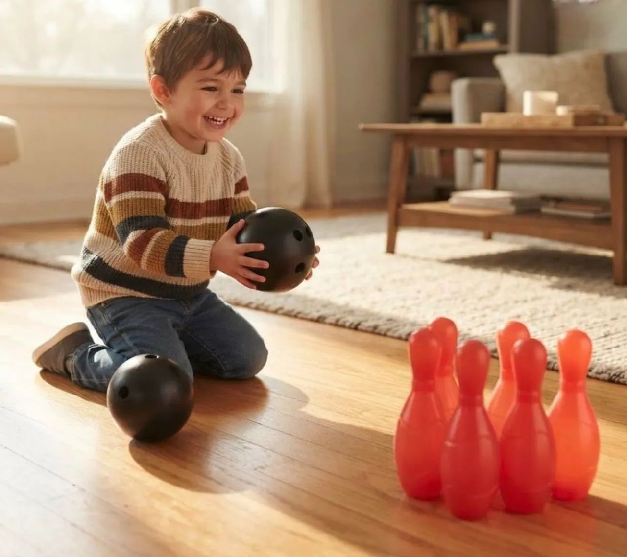Boliche Plástico Infantil Vermelho Da Marca Le Plastic. - Foto 2