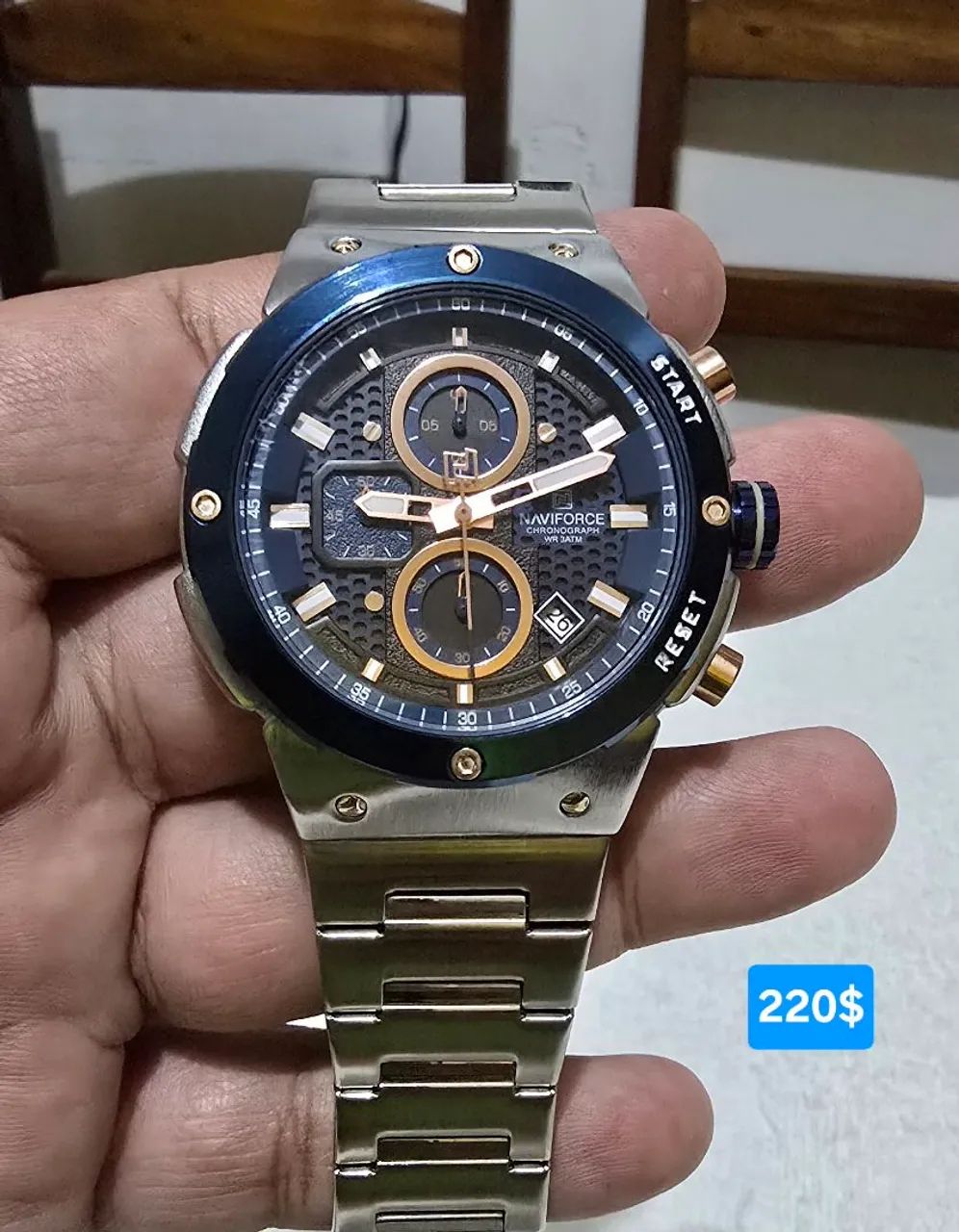 Relógio da Naviforce prateado em aço original 