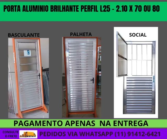 porta aluminio 210x80 codigo esq-dir