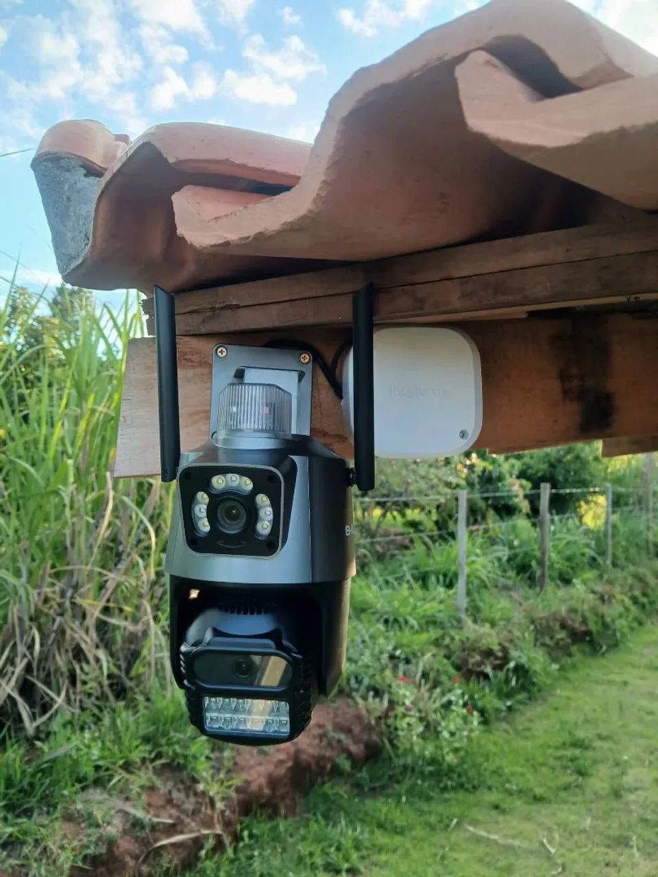 Câmera de segurança ip infravermelho 2 lentes