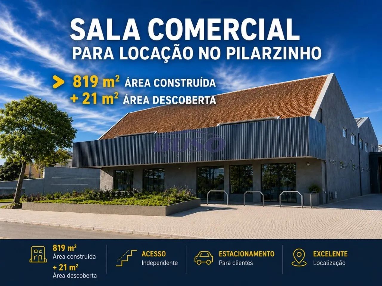 Sala comercial com 840 m2 para locação no Pilarzinho