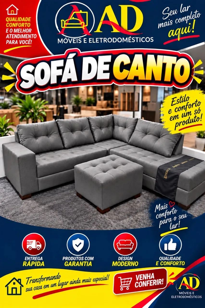 Sofa de canto com o puff