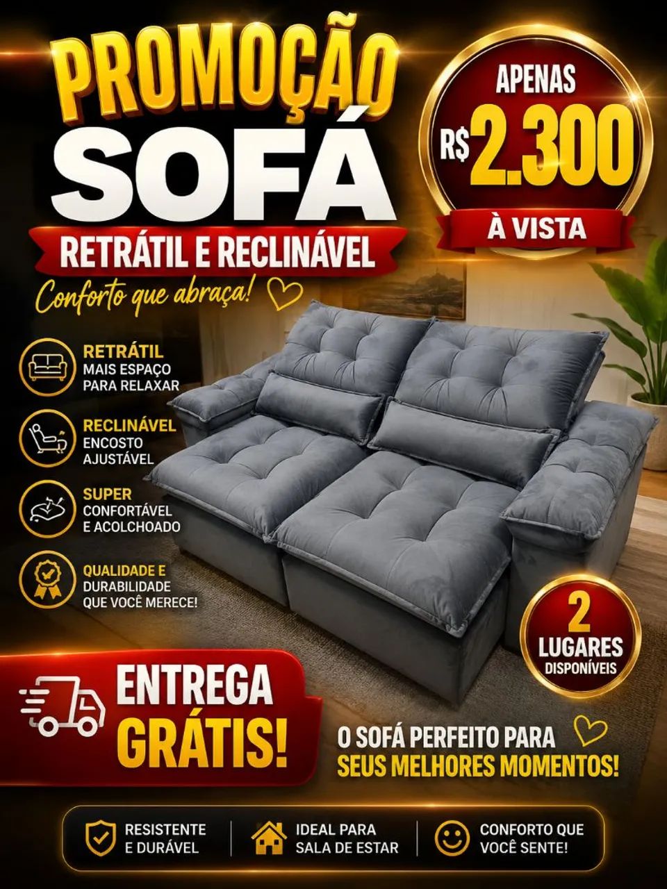 Sofá Retrátil reclinável  - Foto 2