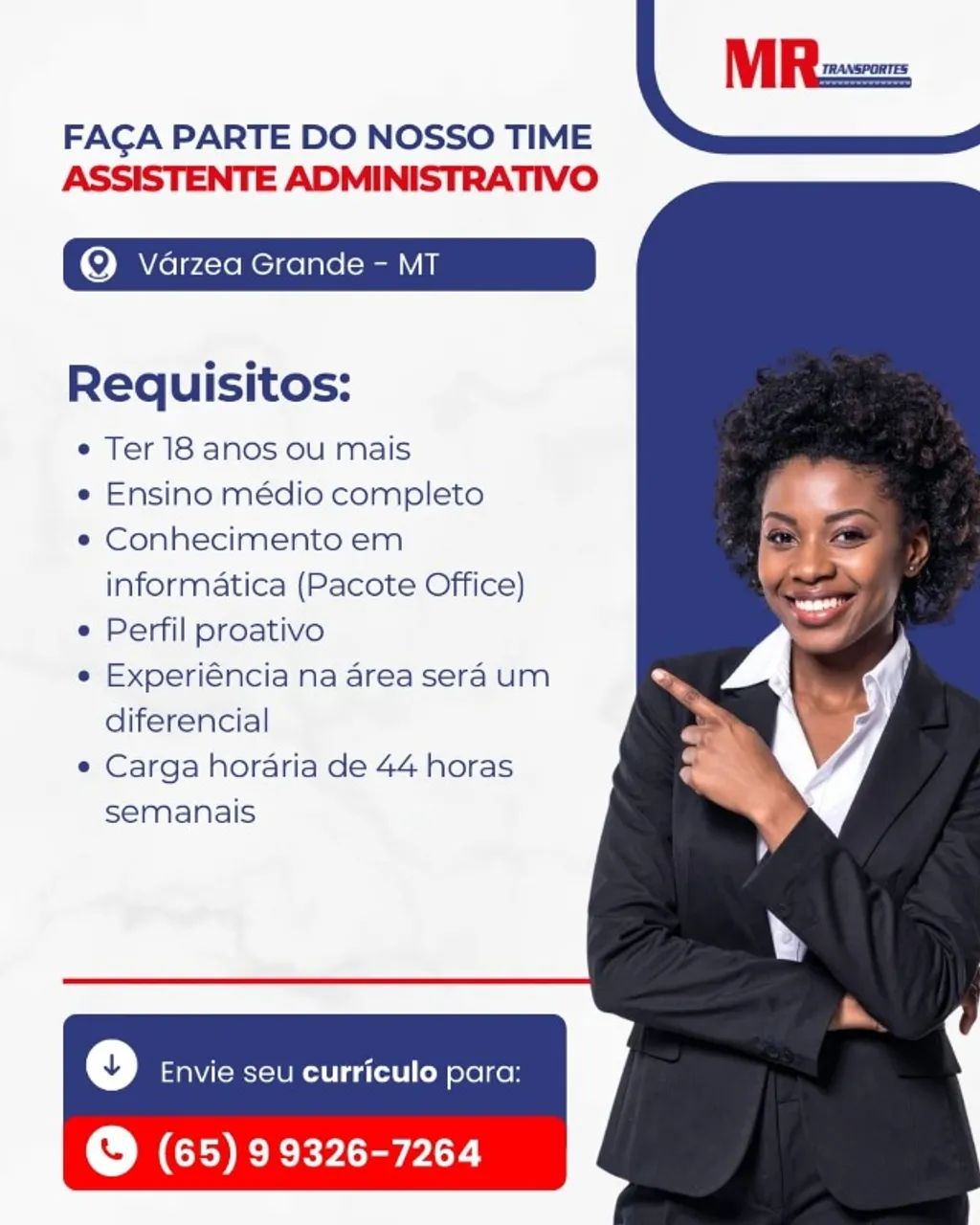 VAGA PARA ASSISTENTE ADMINITRATIVO MR TRANSPORTES