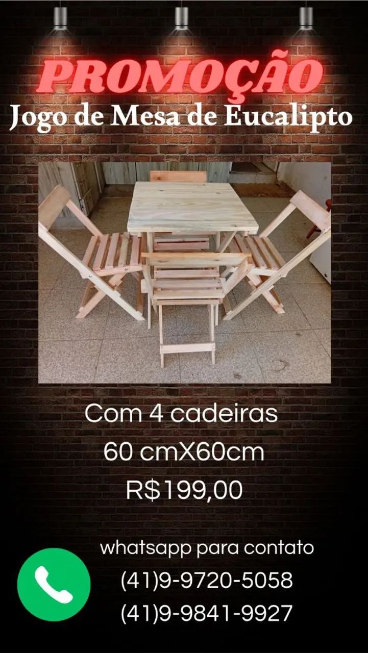 Mesa e cadeiras dobrável 