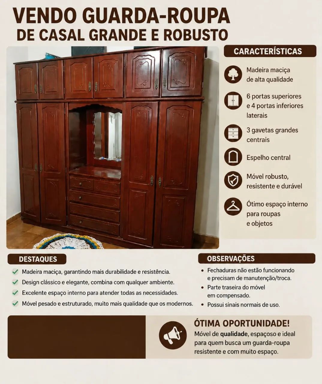 Guarda Roupa de Casal Grande - Foto 3