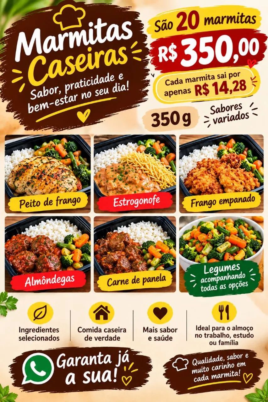 Quentinhas Caseiras Congeladas | Comida Caseira para o Trabalho