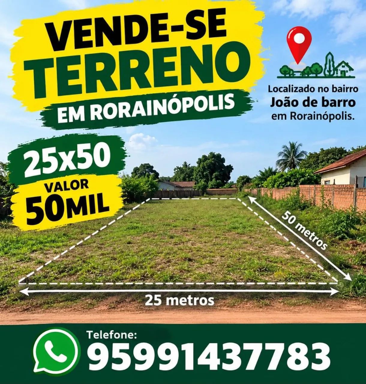 TERRENO EM RORAINÓPOLIS 50 MIL