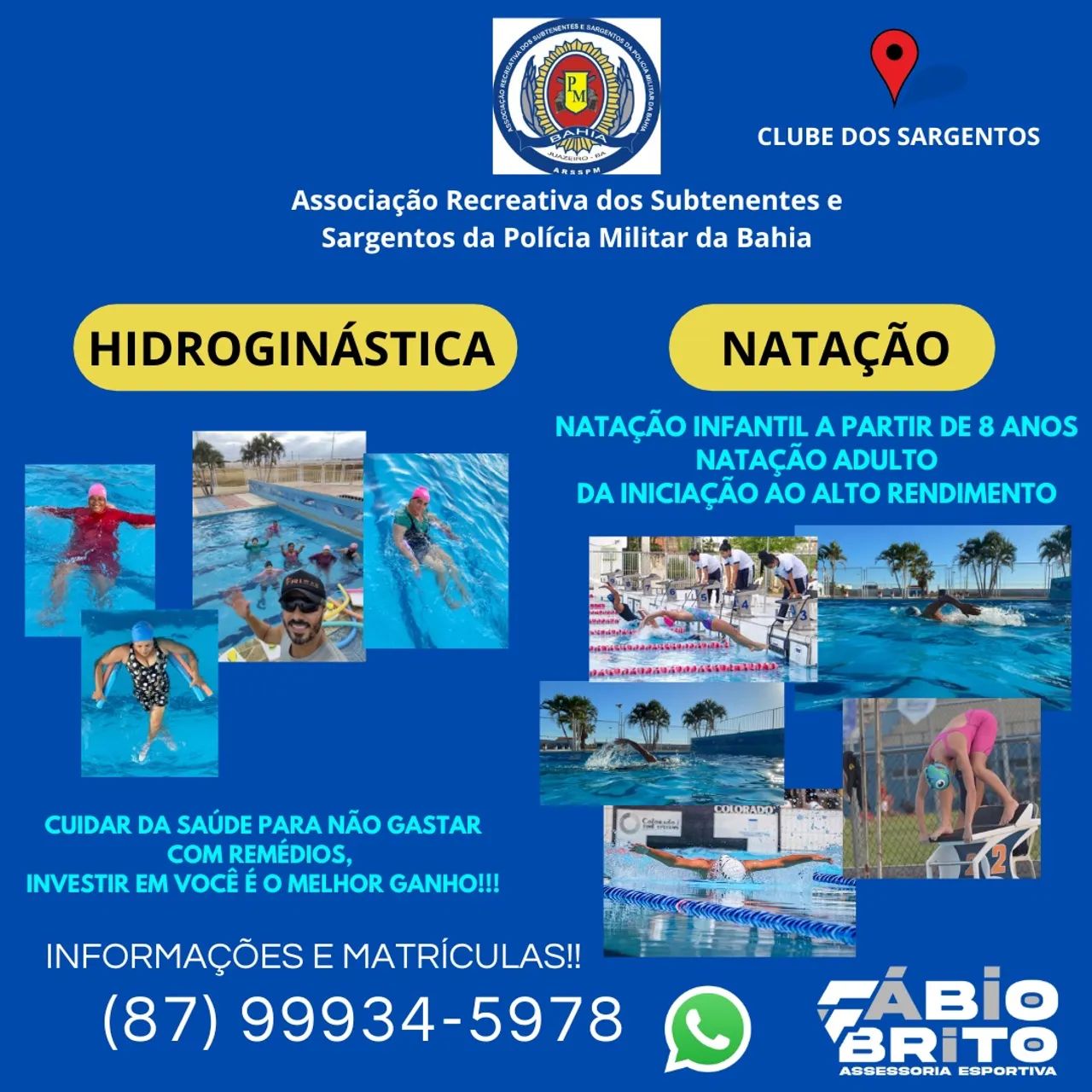 AULAS DE HIDROGINÁSTICA E NATAÇÃO 