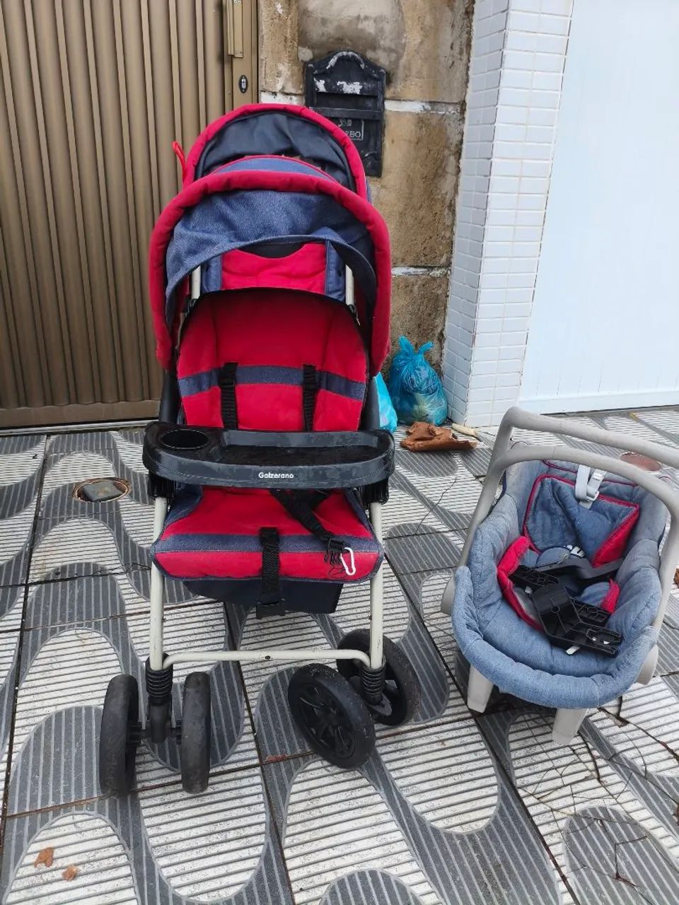 Carrinho para gêmeos - trenzinho - Galzerano - modelo doppio