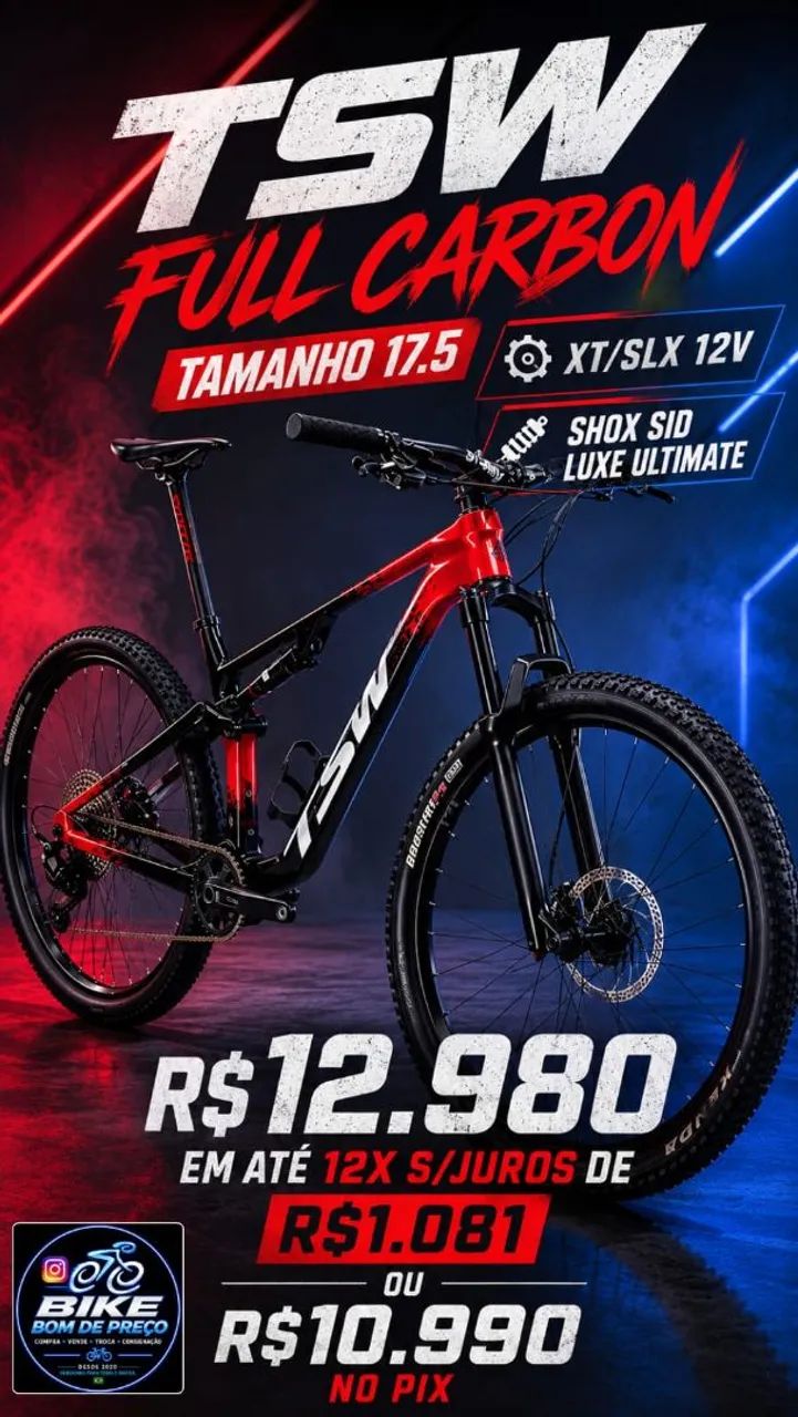BICICLETA MTB CARBONO FULL TSW