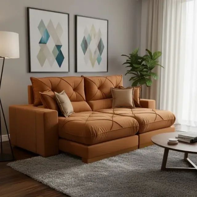 Sofá Retrátil e Reclinável Gran Bello 250cm Terracota. Pronta Entrega. 0302