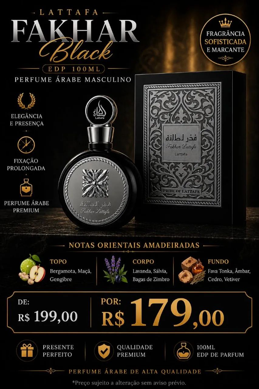 Perfume Árabe Lattafa Fakhar Black 100ml