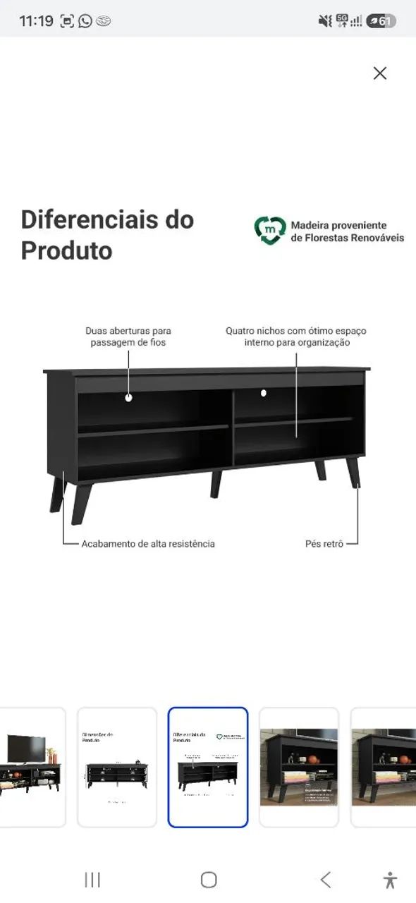 Rack para tv até 65 polegadas
