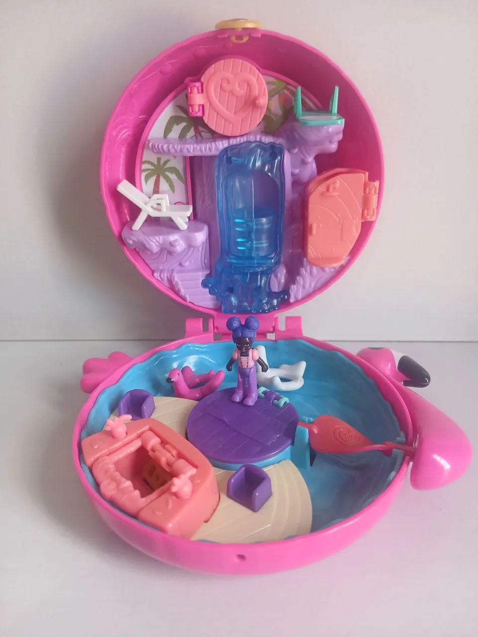Boneca com playset Polly pocket mini world flamingo - Foto 2