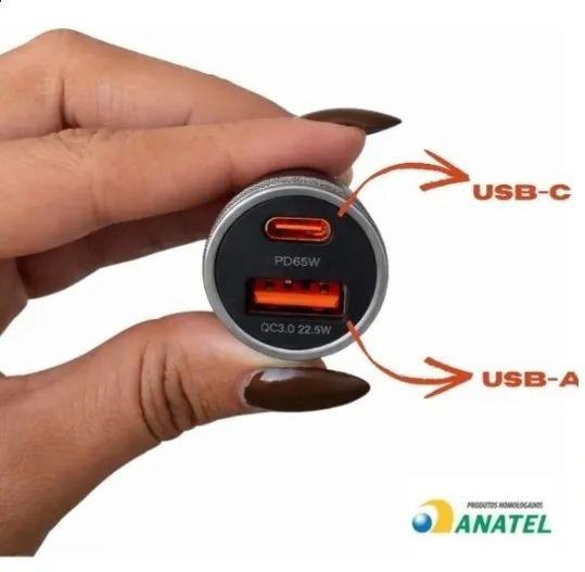 Carregador Veicular Turbo 87,5w Celular Usb+tipo-c Carro - Foto 4