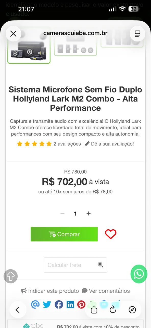 ? MICROFONE HOLLYLAND LARK M2 COMBO ? SEM FIO - Foto 2