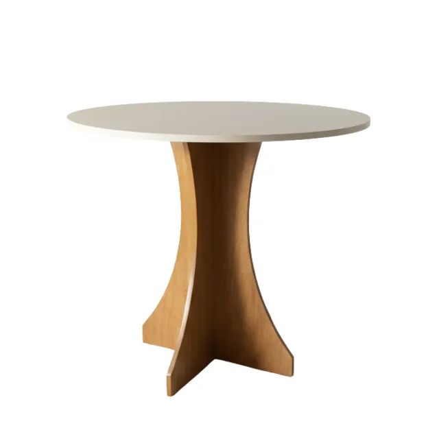 Mesa de Jantar Redonda 80cm Nature / Off White - MDF - Foto 3