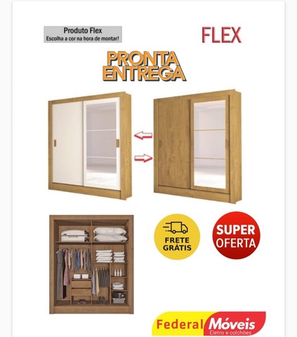 Guarda roupa solteiro 2 portas espelho Bavária - novo na caixa 