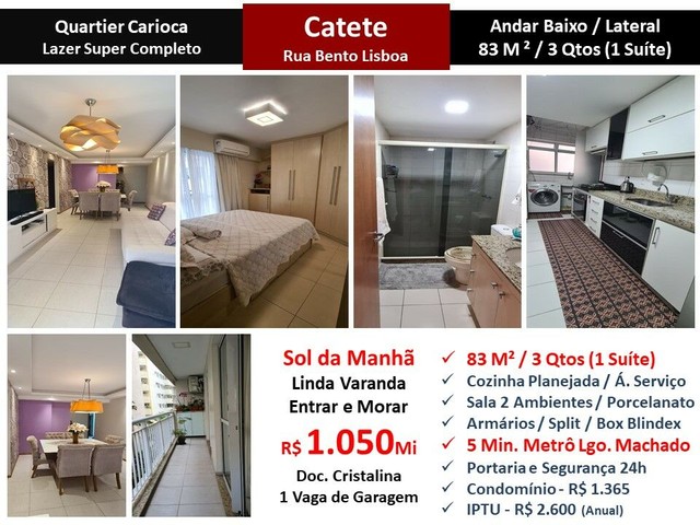 Apartamento para venda com 83 metros quadrados com 3 quartos em Catete - Rio de Janeiro - 