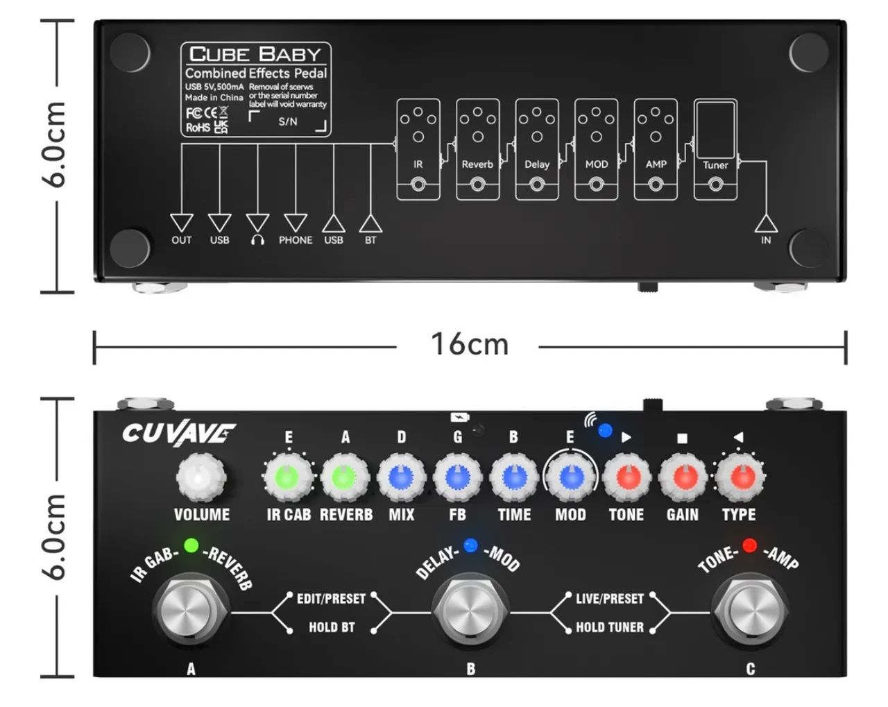 Pedal de efeito Cuvave Cube Baby  preto - Foto 6