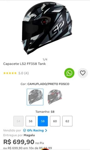 Capacete LS2 FF358 Tank Camuflado Preto Fosco