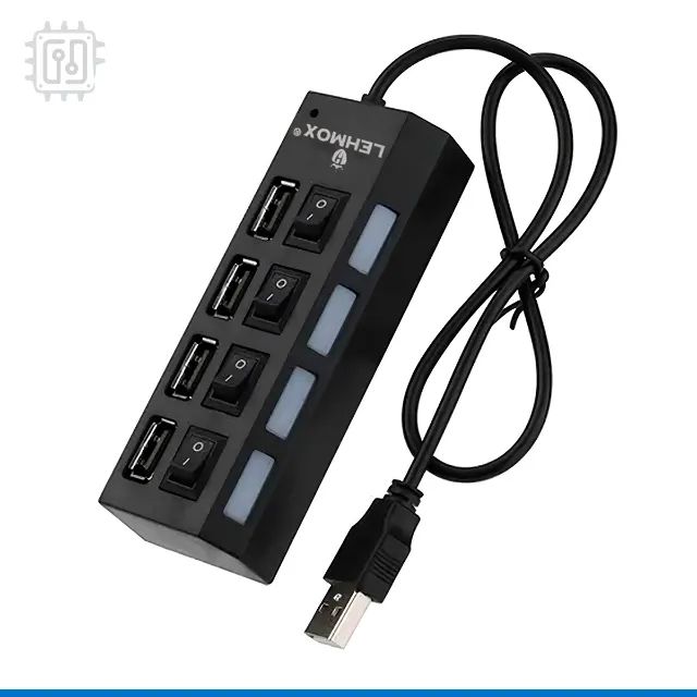 Hub USB 2.0 4 Portas com Botão Liga/Desliga e Entrada para Alimentação Externa - Foto 3