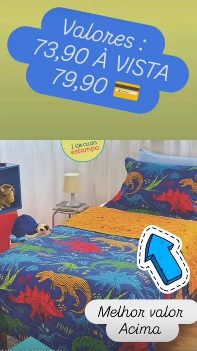 Colcha Cobre Leito Infantil Dinossauros - Dupla Face - Foto 2