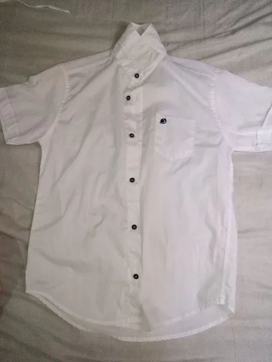 Camisa branca de manga comprida para menino - Foto 2